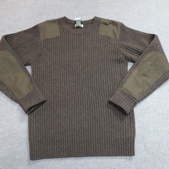 LL Bean Commando Sweater Large Brown Lambswool Solid NEW
